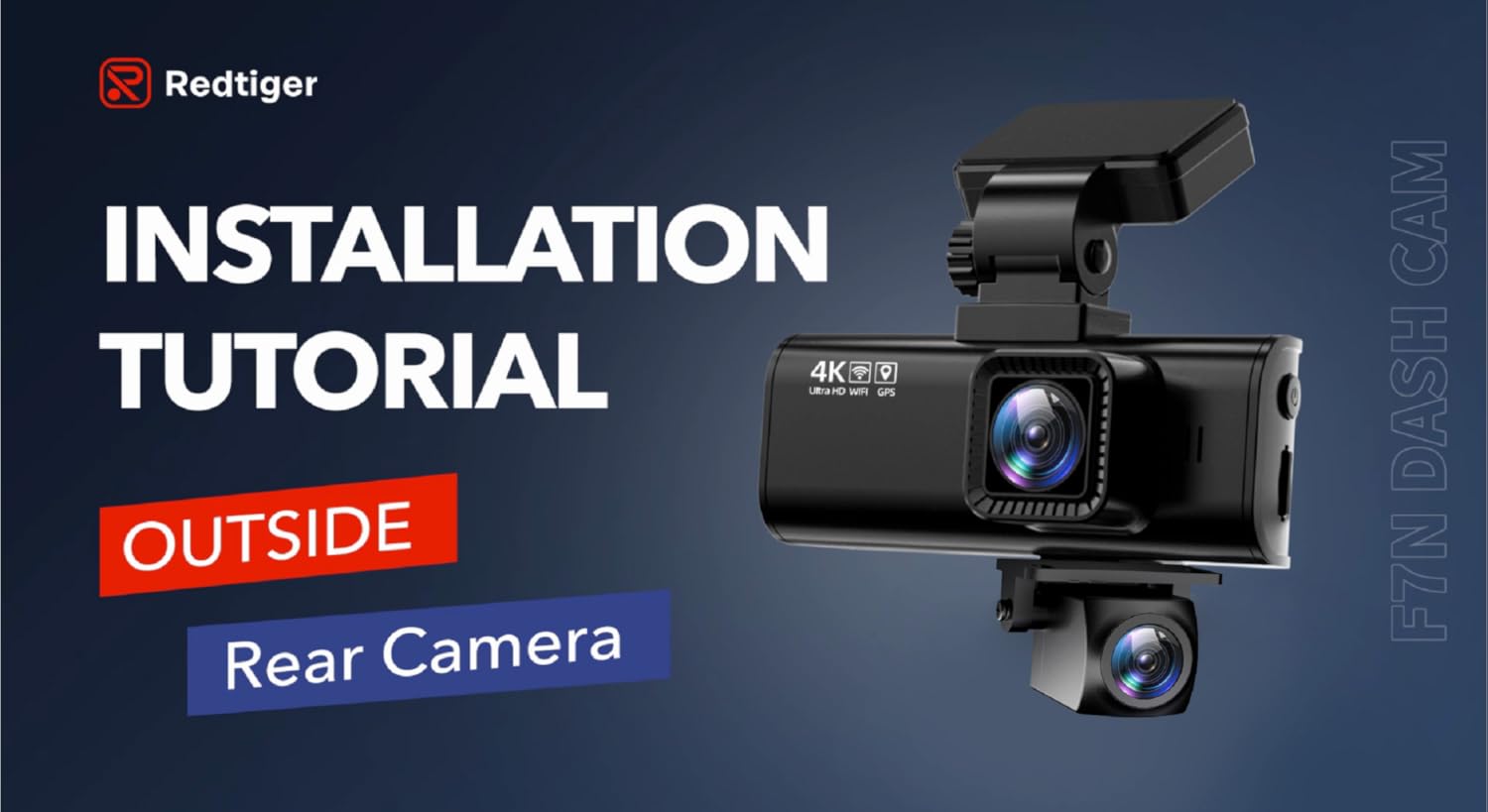 REDTIGER 1080P Waterproof Rear Camera for Dash Cam Series