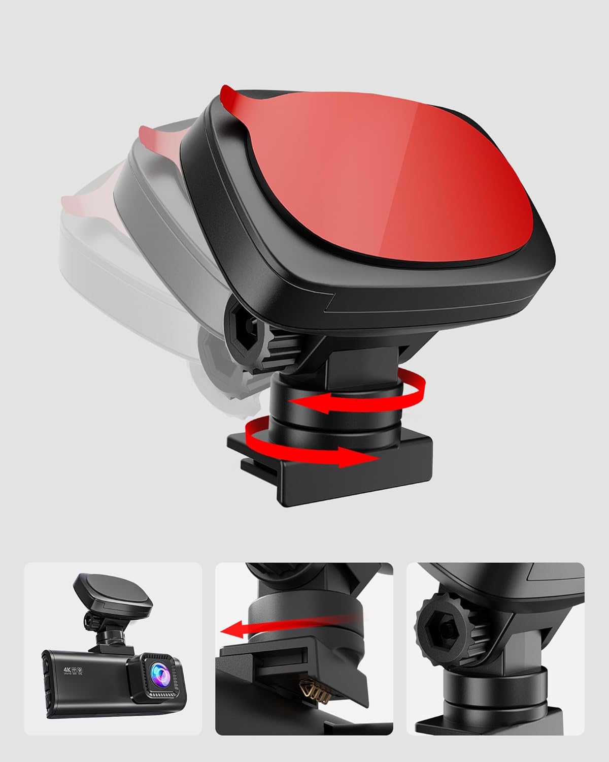 REDTIGER 180° Rotatable Mount for F7N/F17 Dash Cam