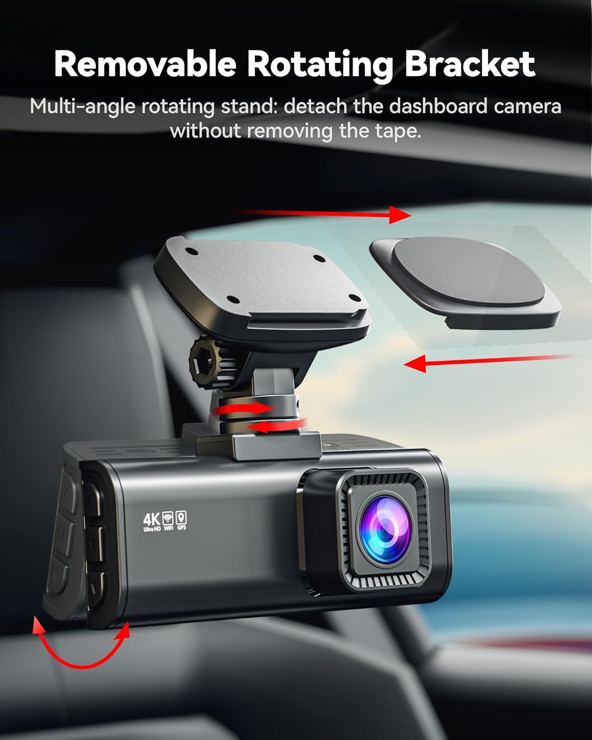 REDTIGER 180° Rotatable Mount for F7N/F17 Dash Cam