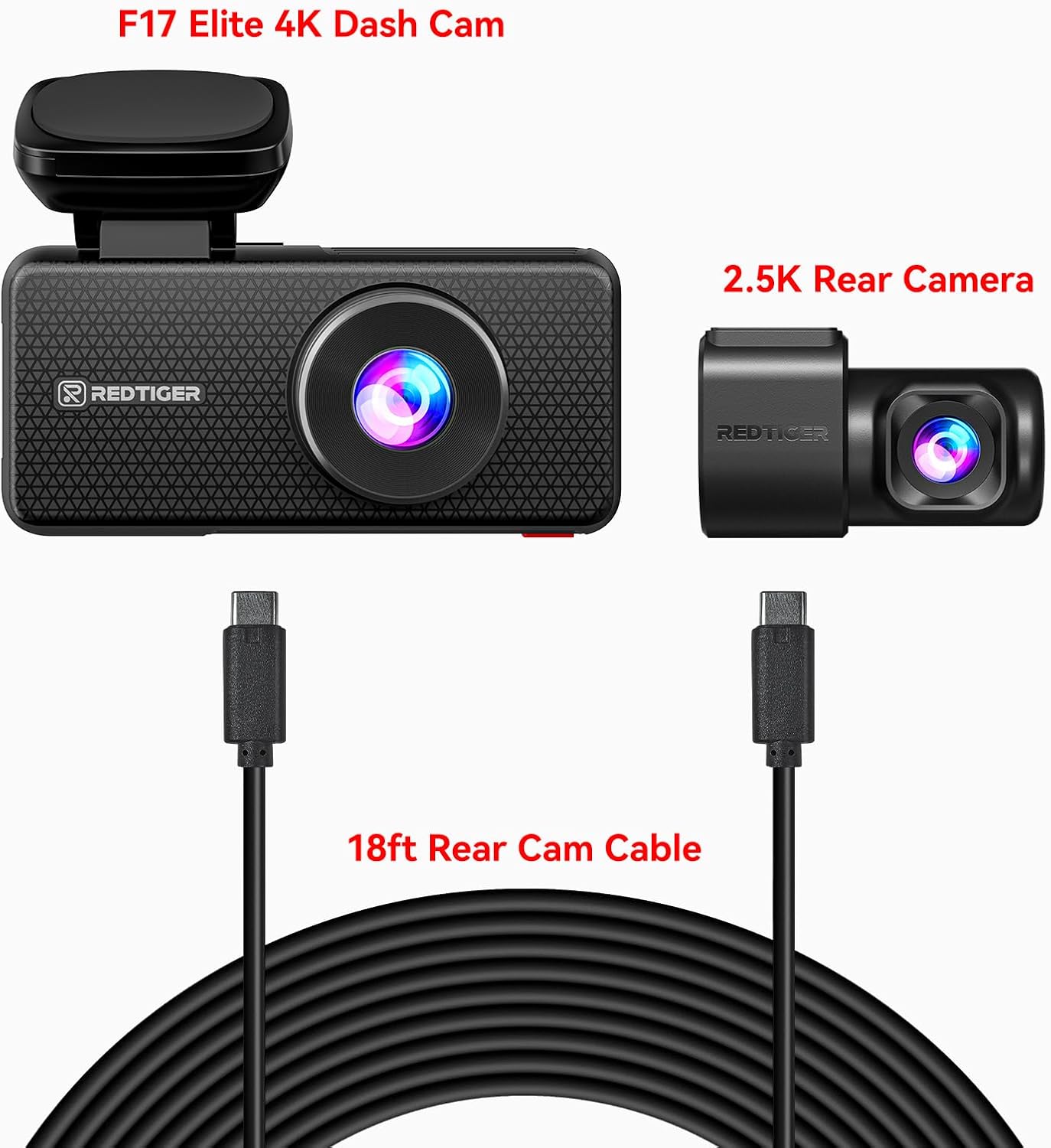 REDTIGER 2.5K Rear Camera & Dual USB-C Cable for F17 Elite