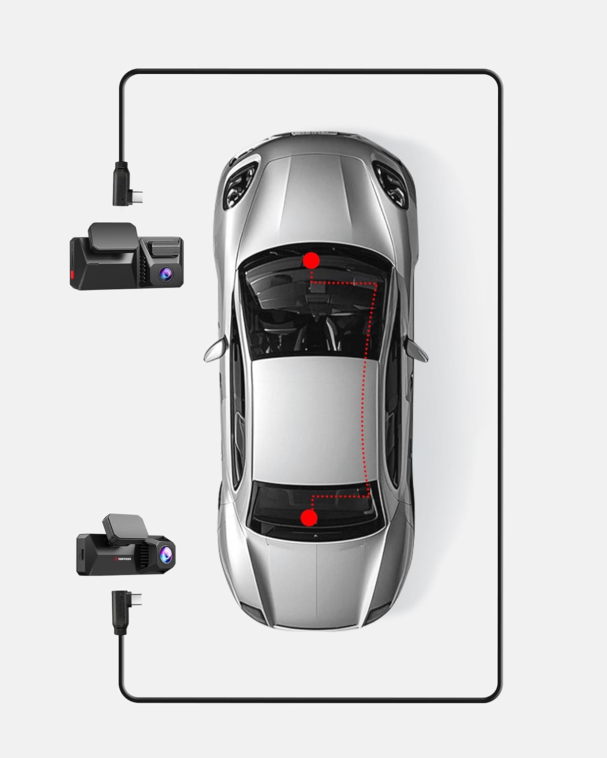 REDTIGER 33FT Dual Type-C Backup Camera Cable for F77 Dash