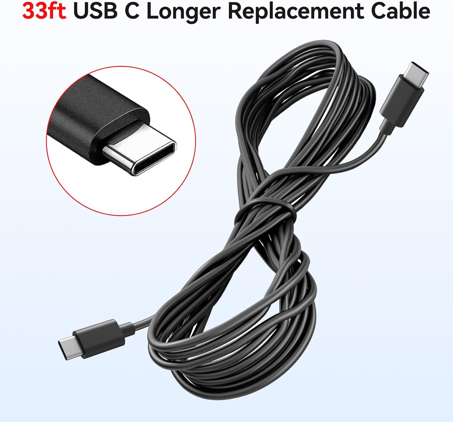 REDTIGER 33FT USB C Dash Cam Extension Cable for F17/VC70