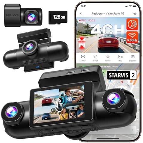 REDTIGER 4-Channel 360° Dash Cam with Dual STARVIS 2 2.5K