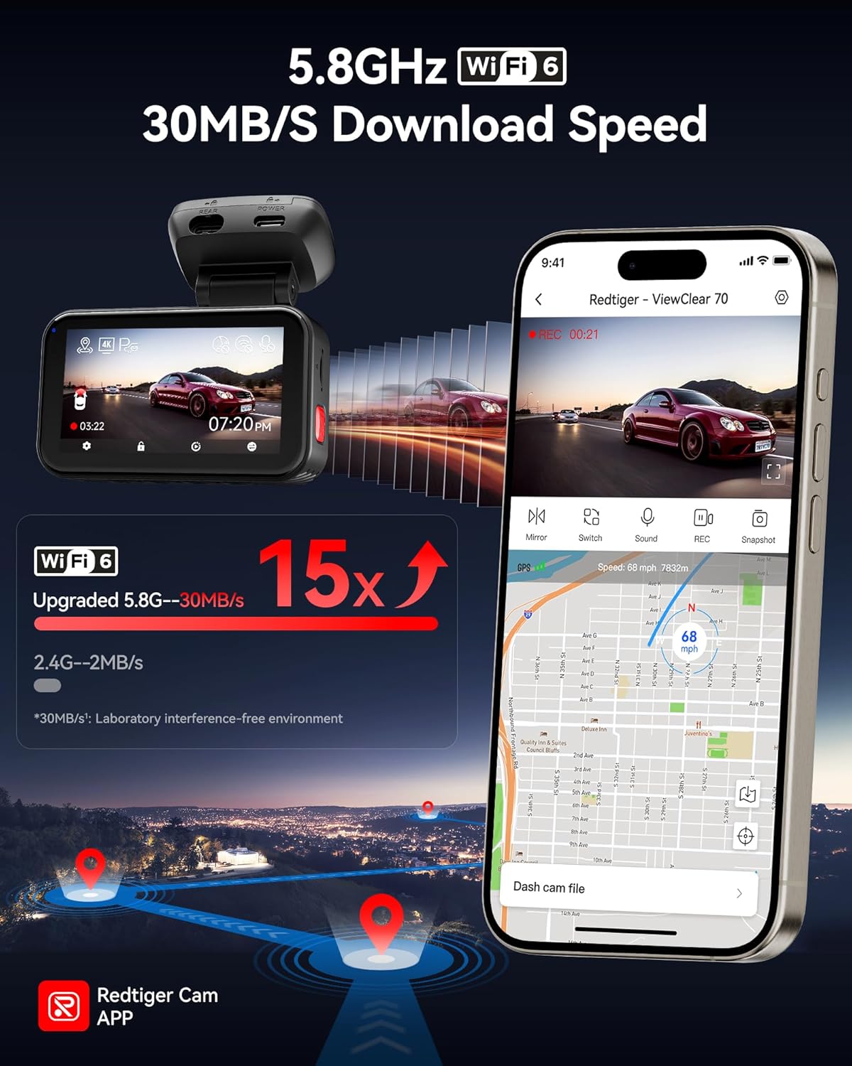 REDTIGER 4K Dash Cam Front & Rear with STARVIS 2 WiFi 6
