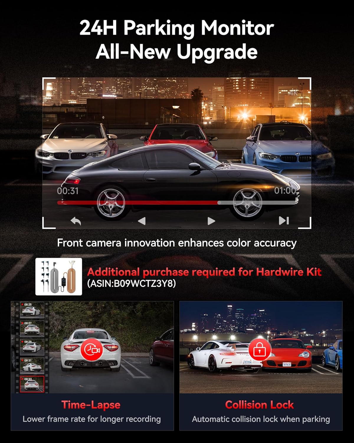 REDTIGER 4K Dash Cam Front & Rear with STARVIS 2 WiFi 6