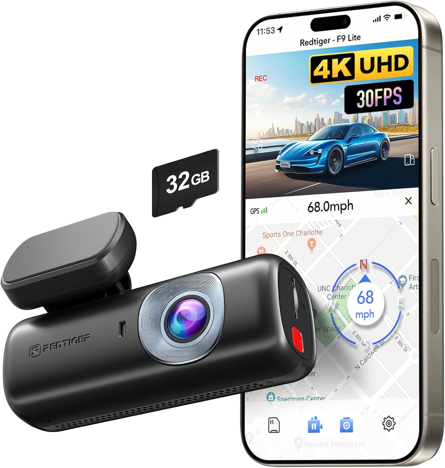 REDTIGER 4K Dash Cam with ADAS, WiFi, GPS & Night Vision