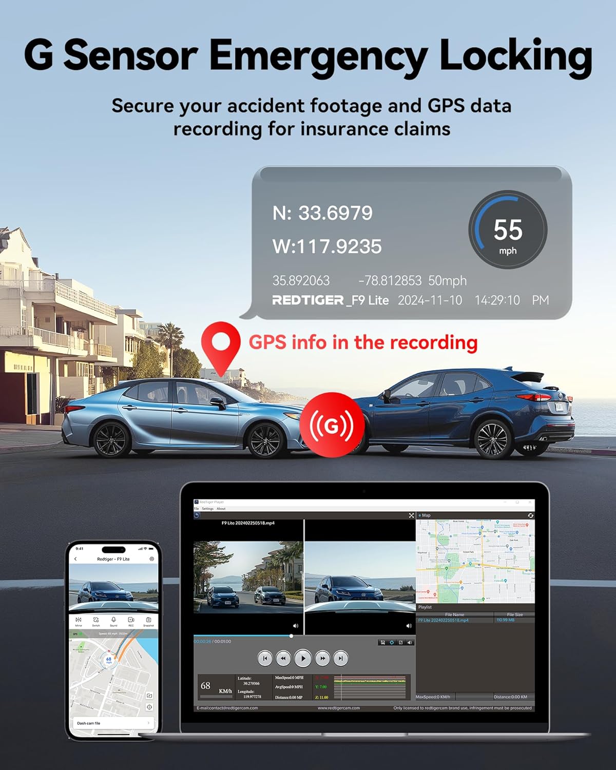 REDTIGER 4K Dash Cam with ADAS, WiFi, GPS & Night Vision