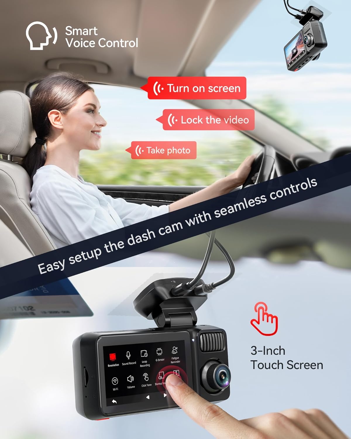 REDTIGER F17 Elite 4K 3-Channel Dash Cam with Night Vision