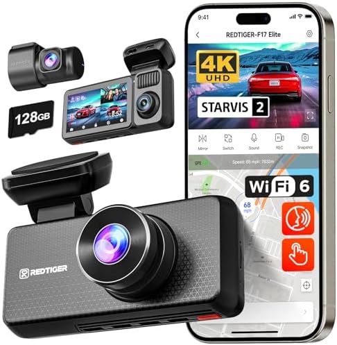 REDTIGER F17 Elite 4K 3-Channel Dash Cam with Night Vision