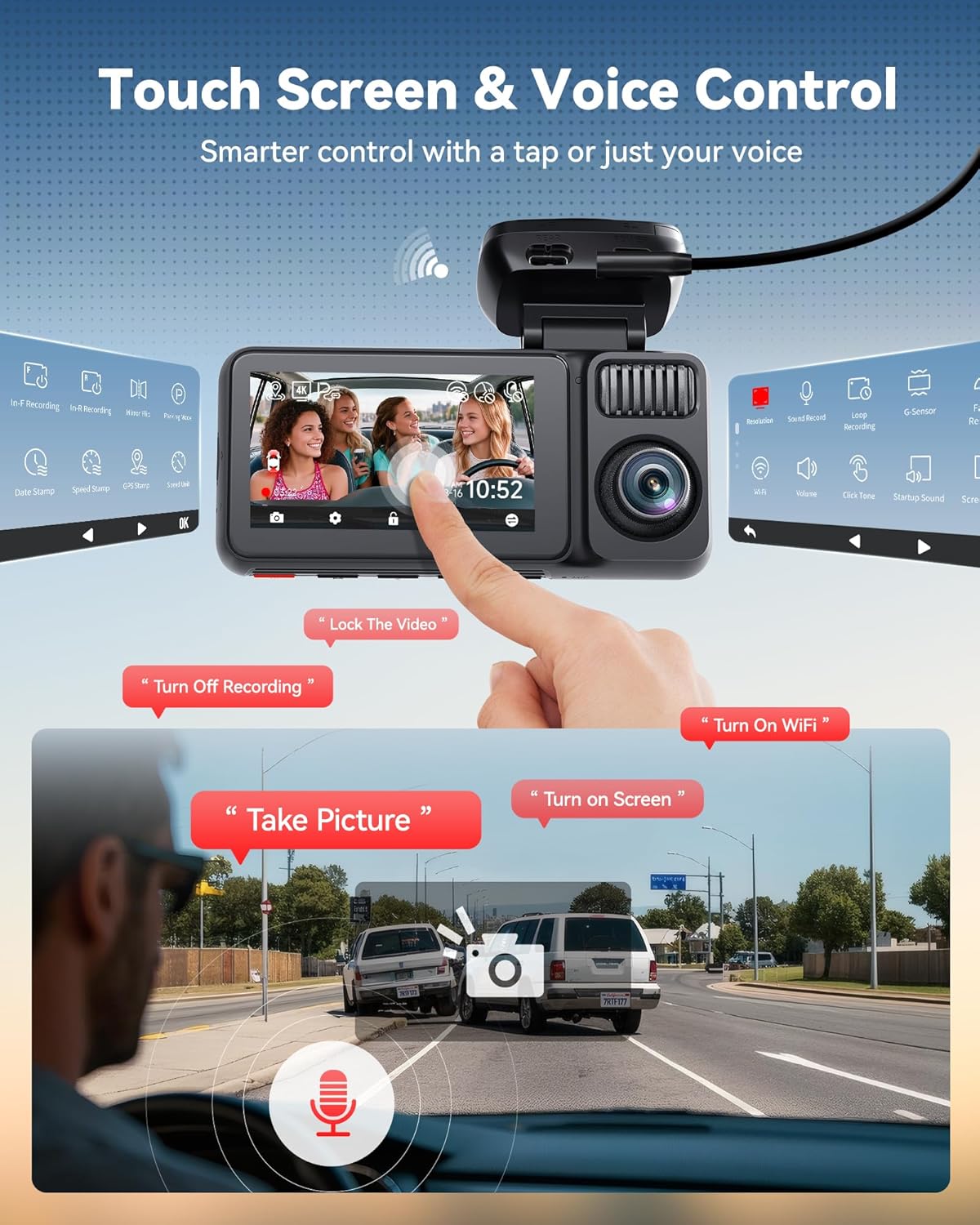 REDTIGER F17 Plus 4-Channel Dash Cam 2.7K with 3 1080P Cams