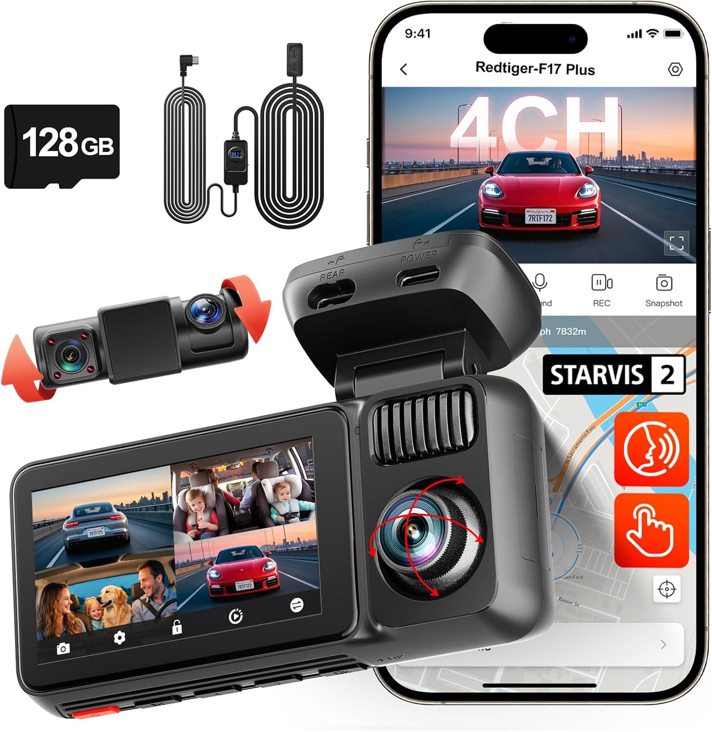 REDTIGER F17 Plus 4-Channel Dash Cam 2.7K with STARVIS 2