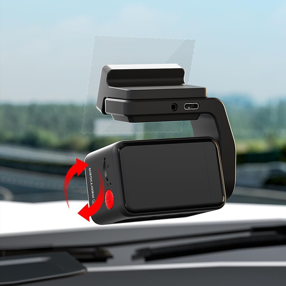 REDTIGER F4 Dash Cam Right Angle Glass Mount for Truck/Bus