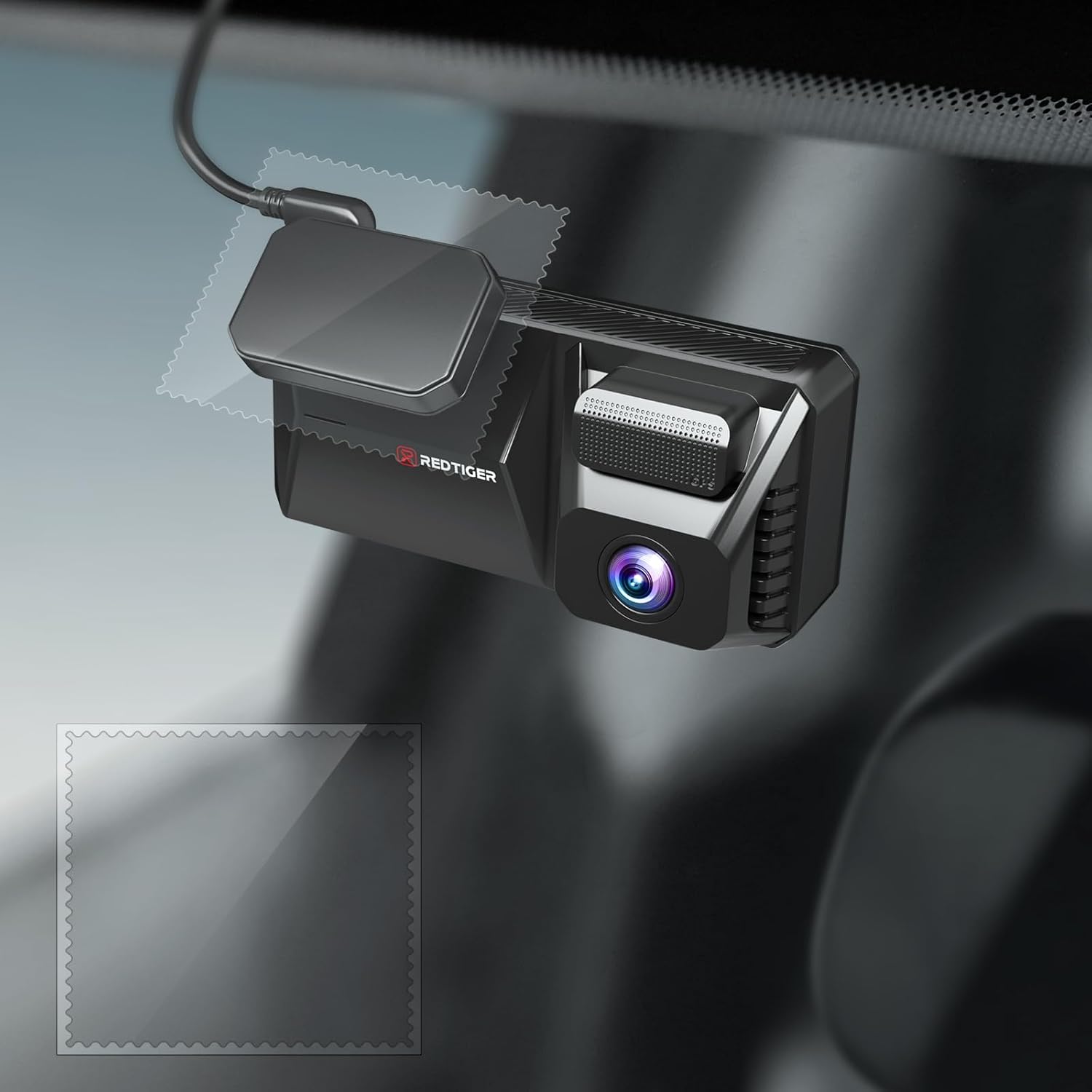 REDTIGER F77 Dash Cam Mount with Adhesive & Electrostatic