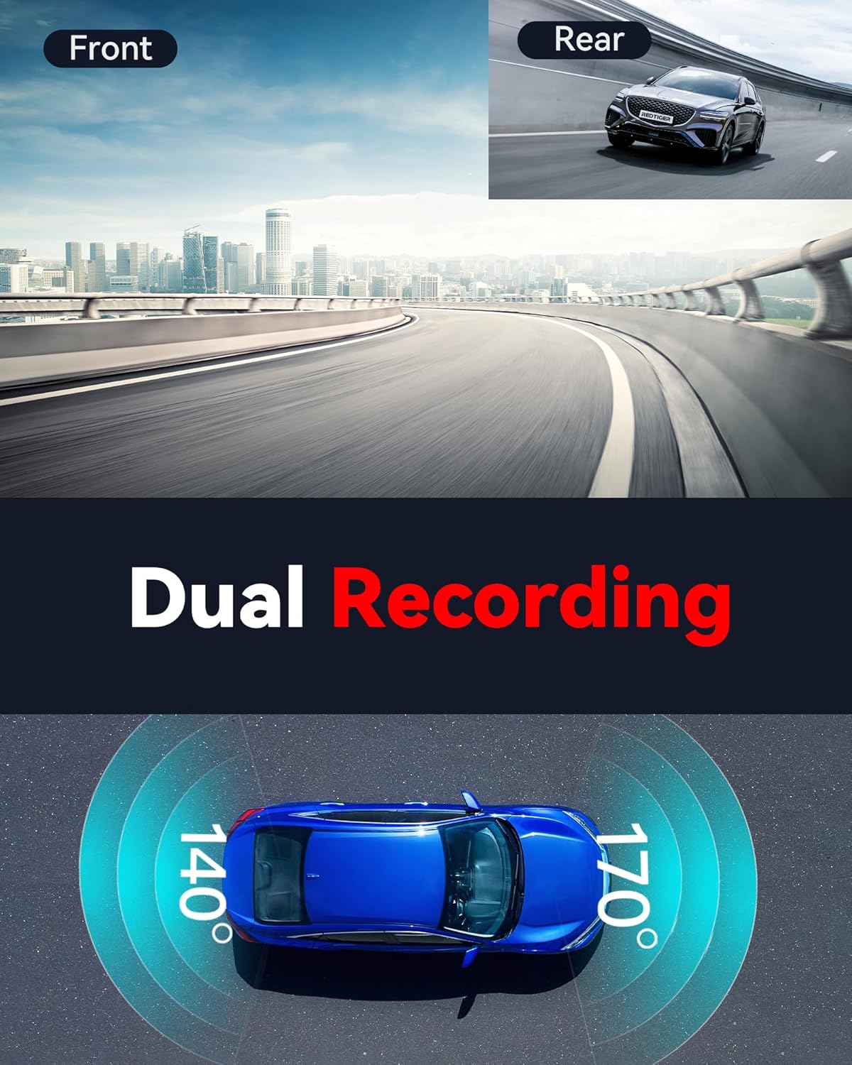 REDTIGER F7N 4K Dual Dash Cam with WiFi & 64GB Card