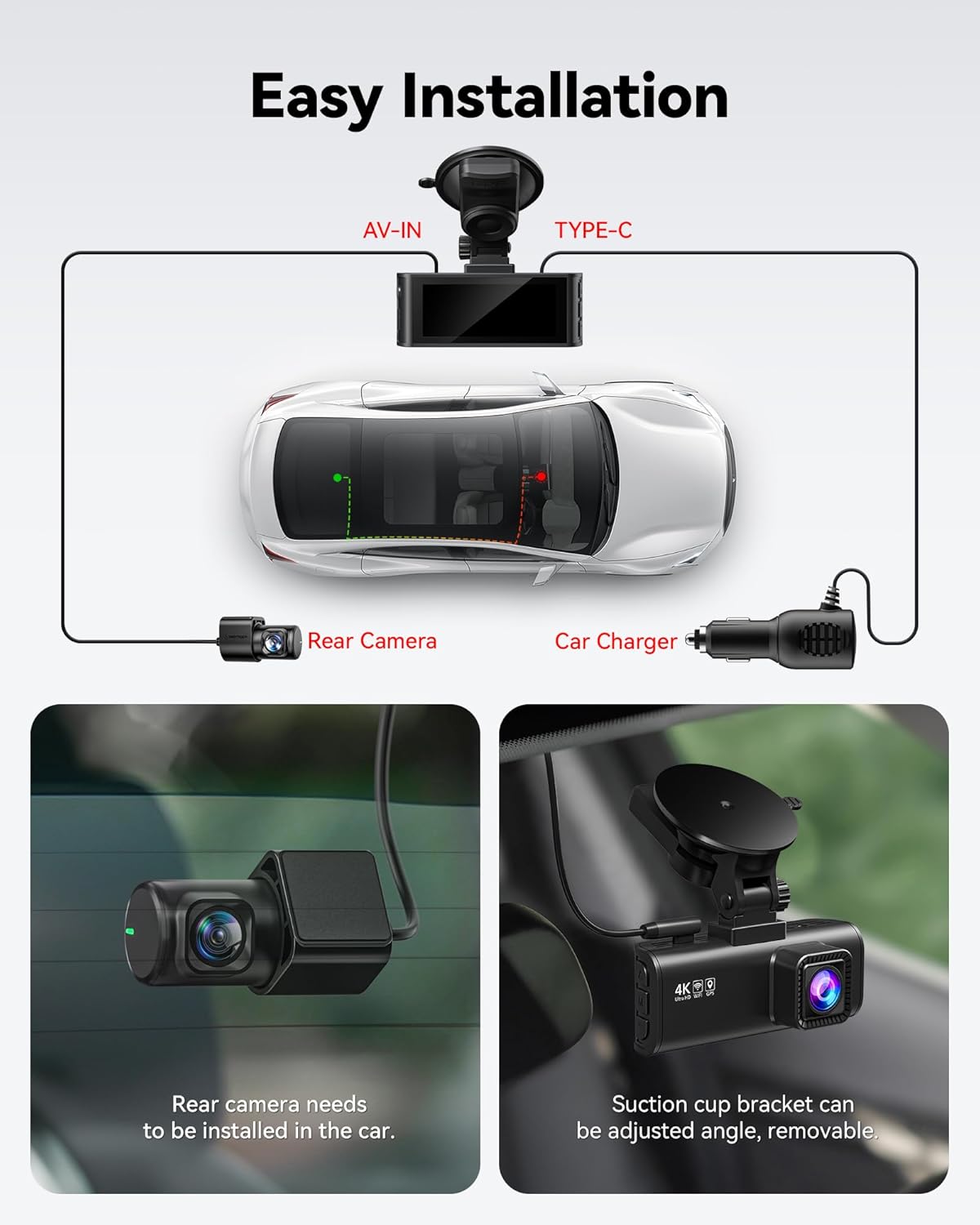 REDTIGER F7N Plus 4K Dual Dash Cam with WiFi, GPS & 128GB
