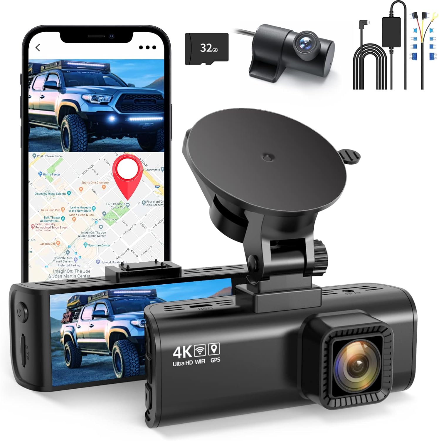REDTIGER F7NP 4K Dash Cam with GPS WiFi & Rear Camera