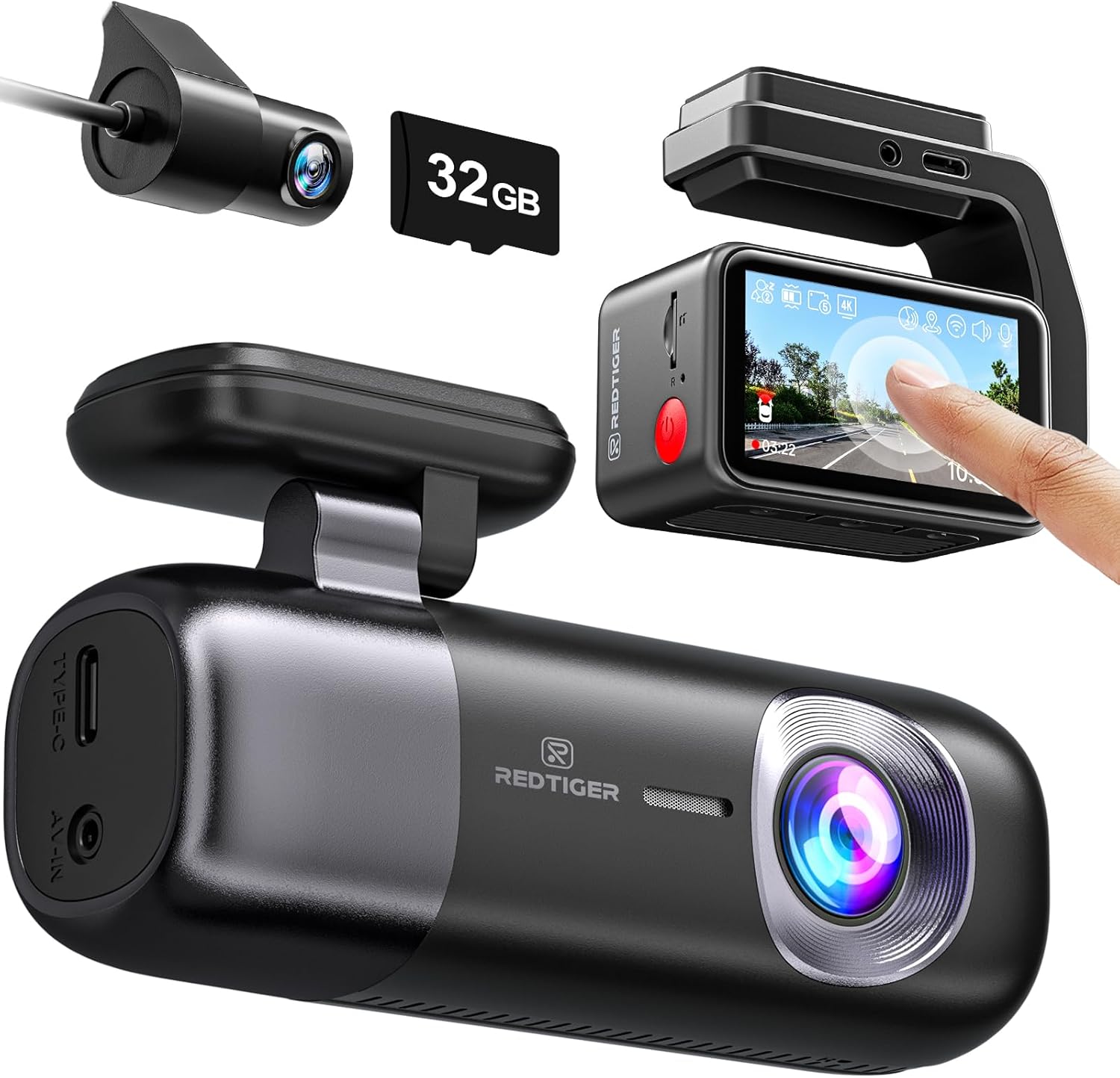 REDTIGER F9 4K Dual Dash Cam with Front & Rear Cameras