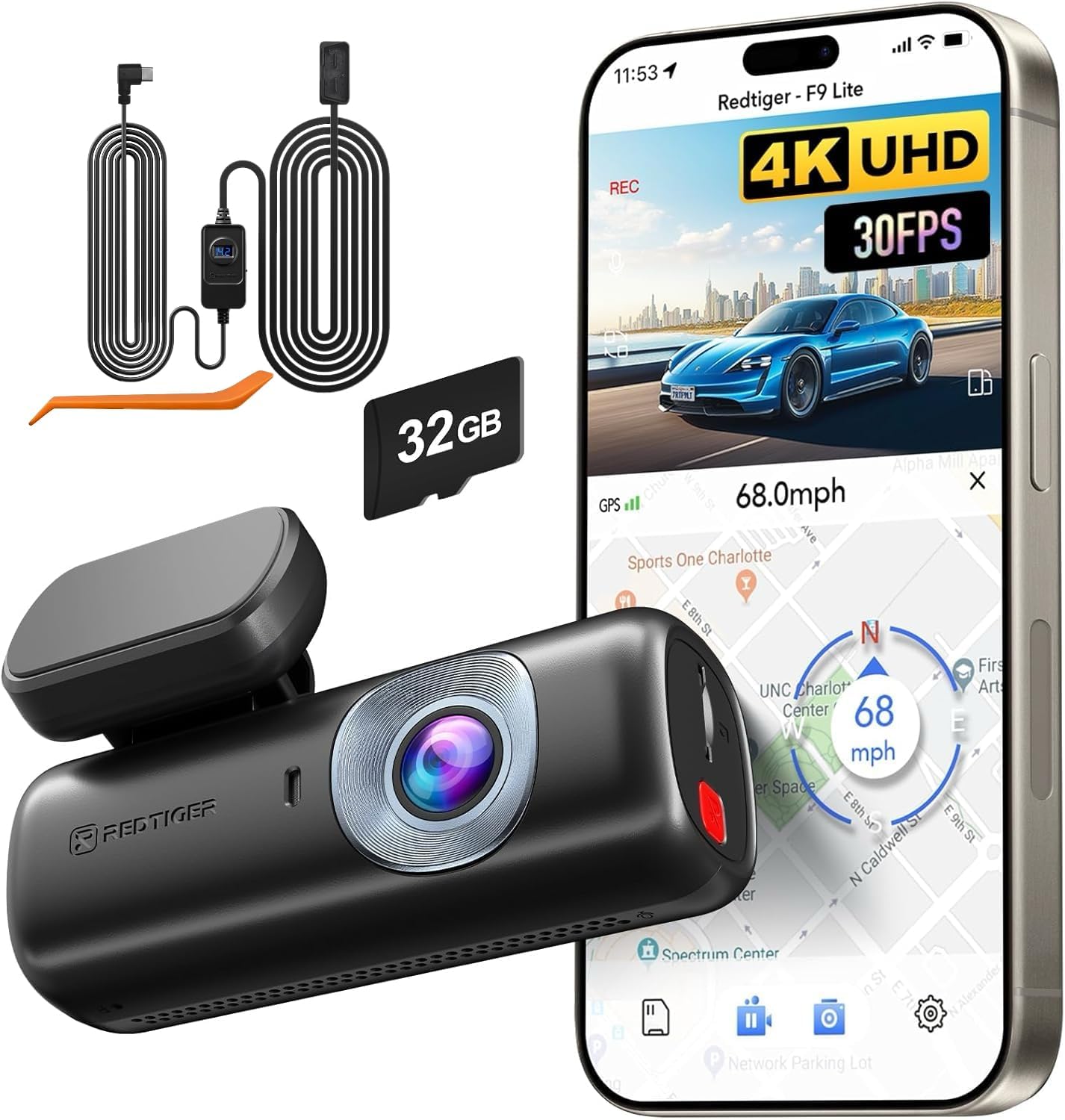 REDTIGER F9 Lite 4K Dash Cam with ADAS, WiFi & GPS
