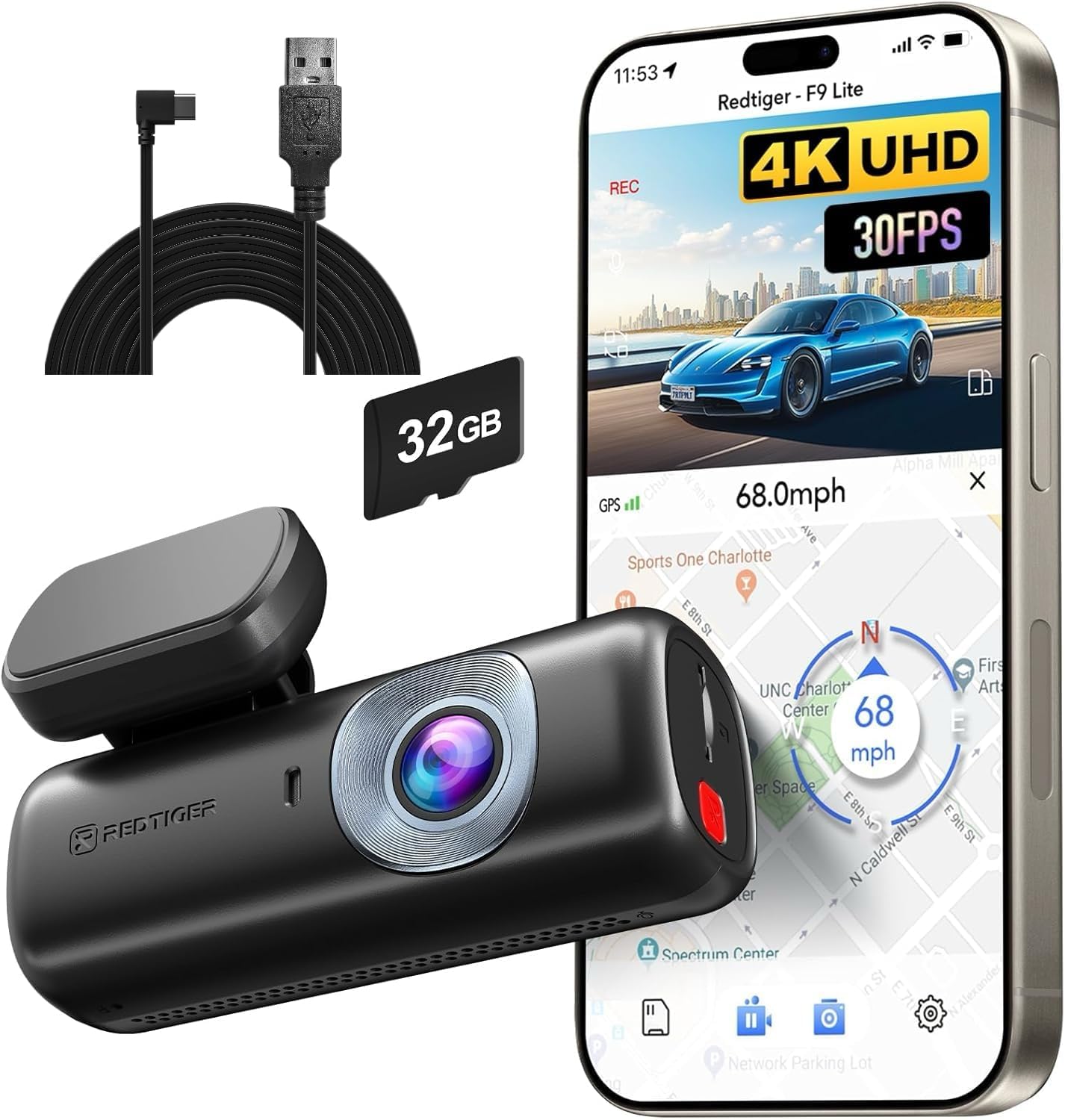 REDTIGER F9 Lite 4K Dash Cam with WiFi GPS & ADAS