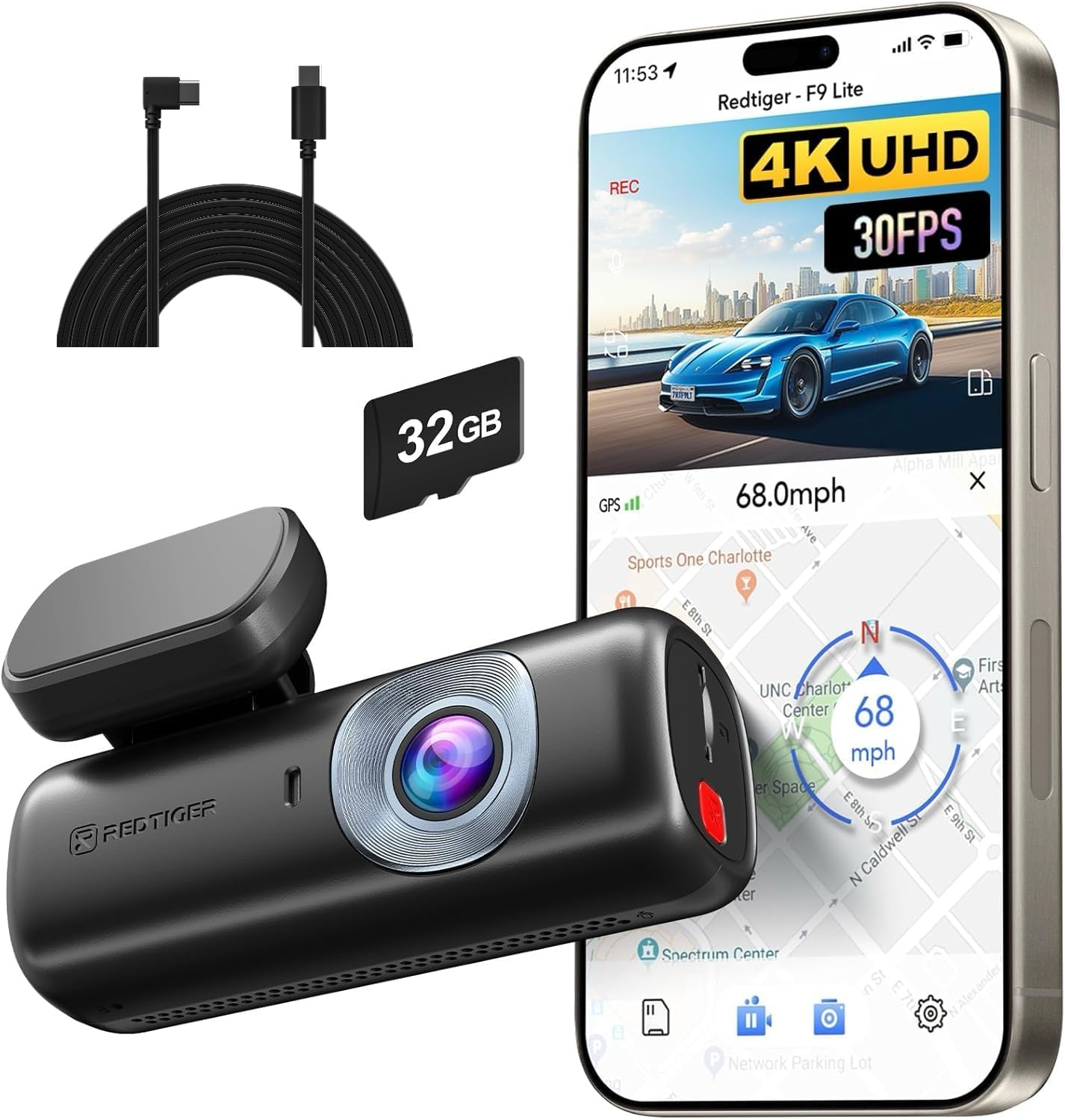 REDTIGER F9 Lite 4K Dash Cam with WiFi GPS & ADAS