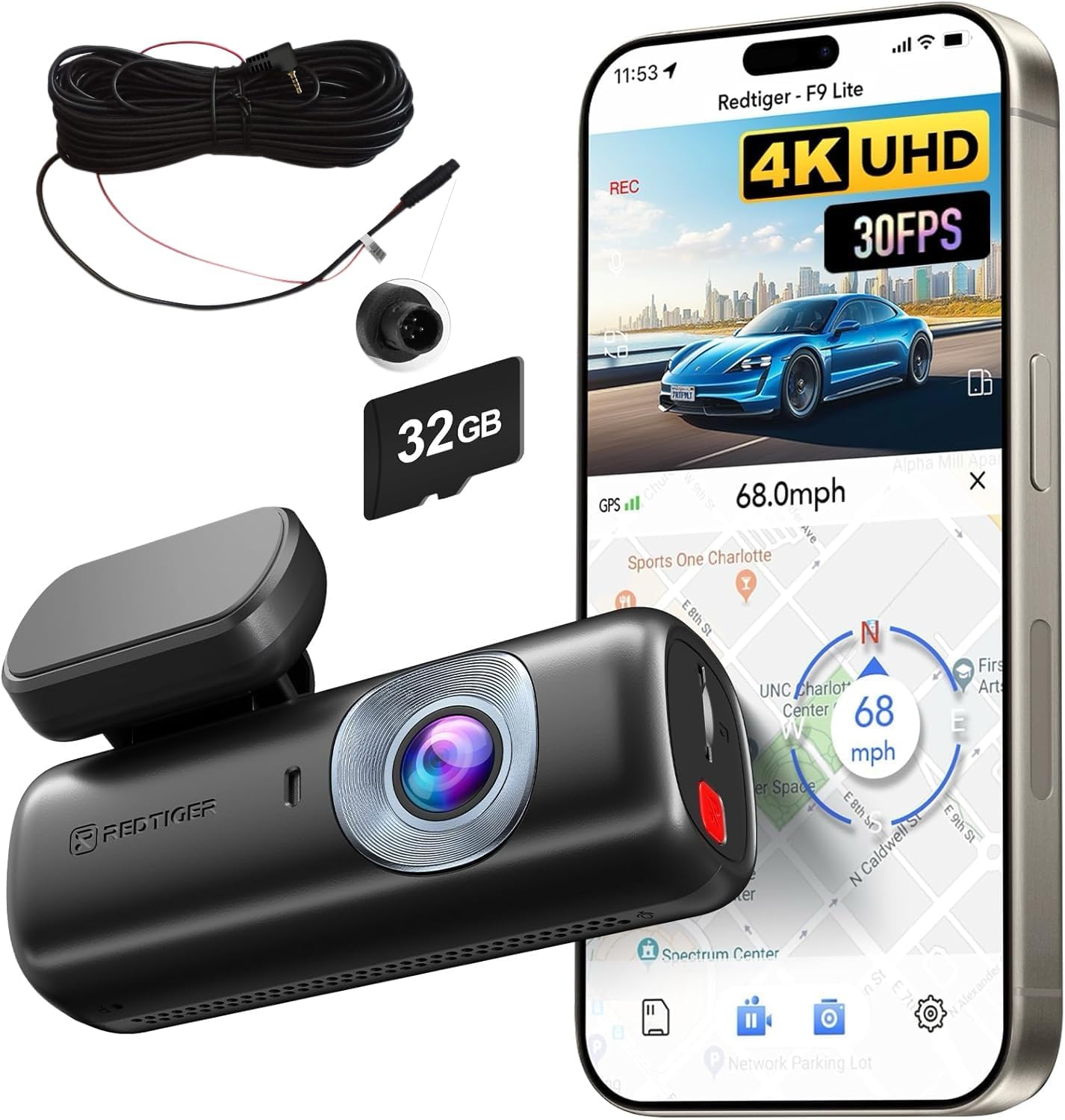 REDTIGER F9 Lite 4K Dash Cam with WiFi, GPS & ADAS