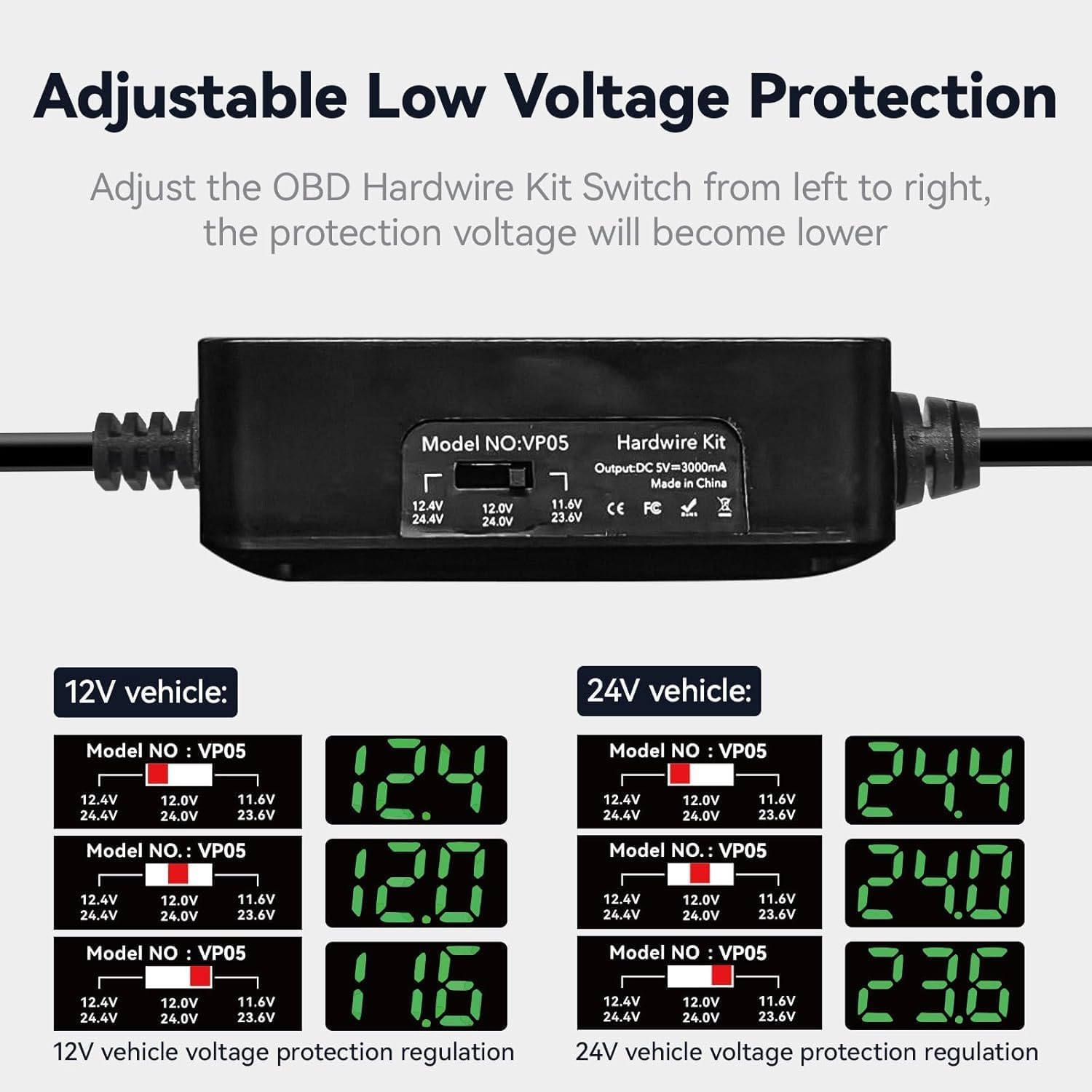 REDTIGER OBD Hardwire Kit USB-C Power Cable for Dash Cams