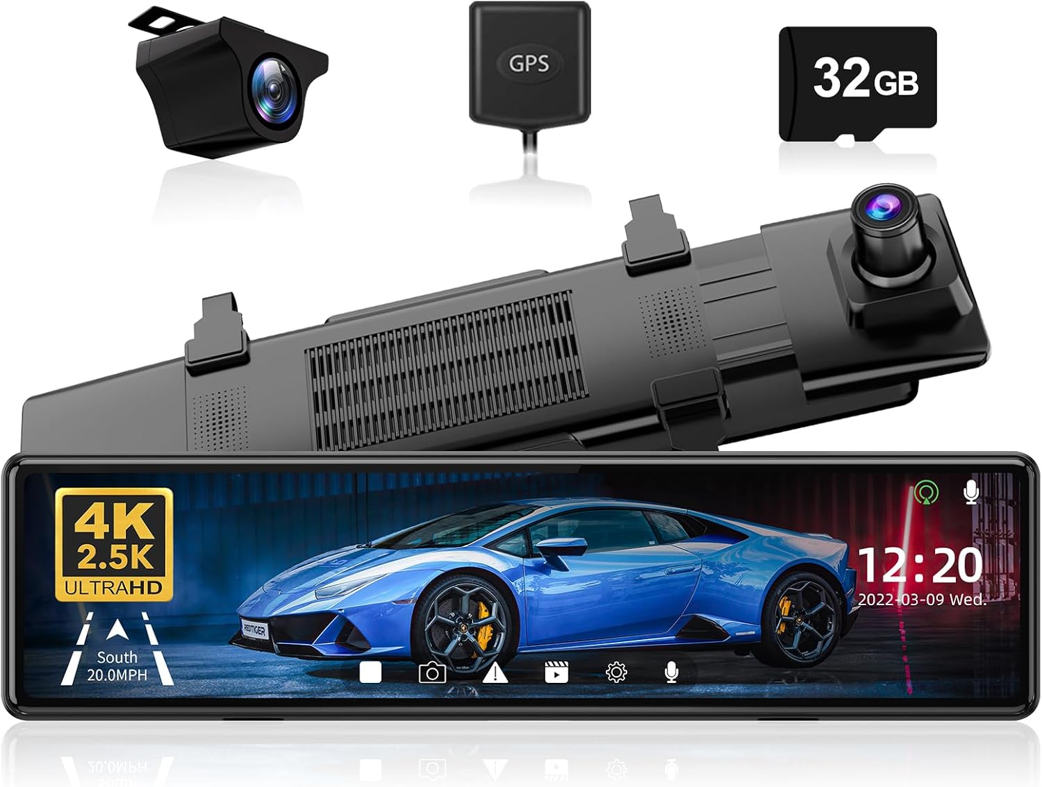REDTIGER T27 4K Mirror Dash Cam Front and Rear w/ 11" Screen