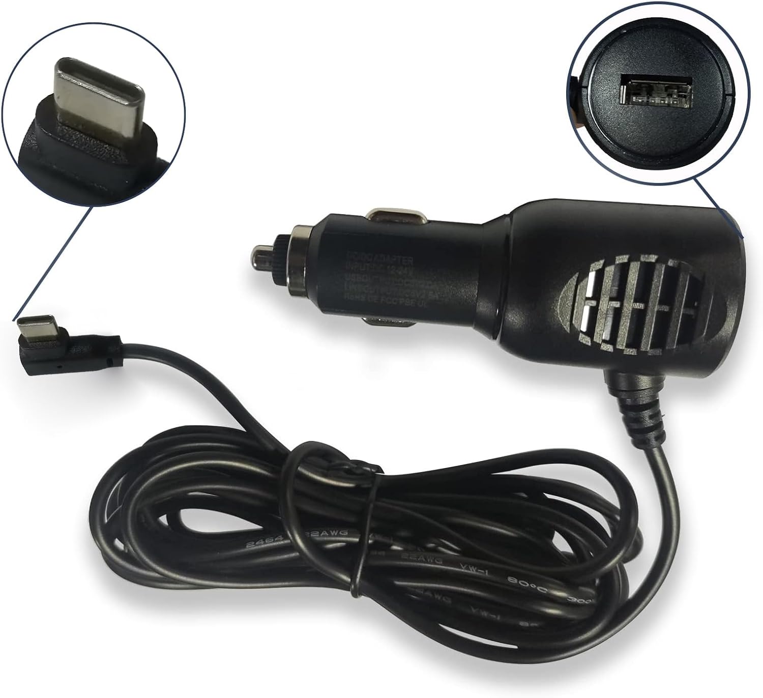 REDTIGER Type-C Car Charger Cable for F7N Dash Cam 11.5ft